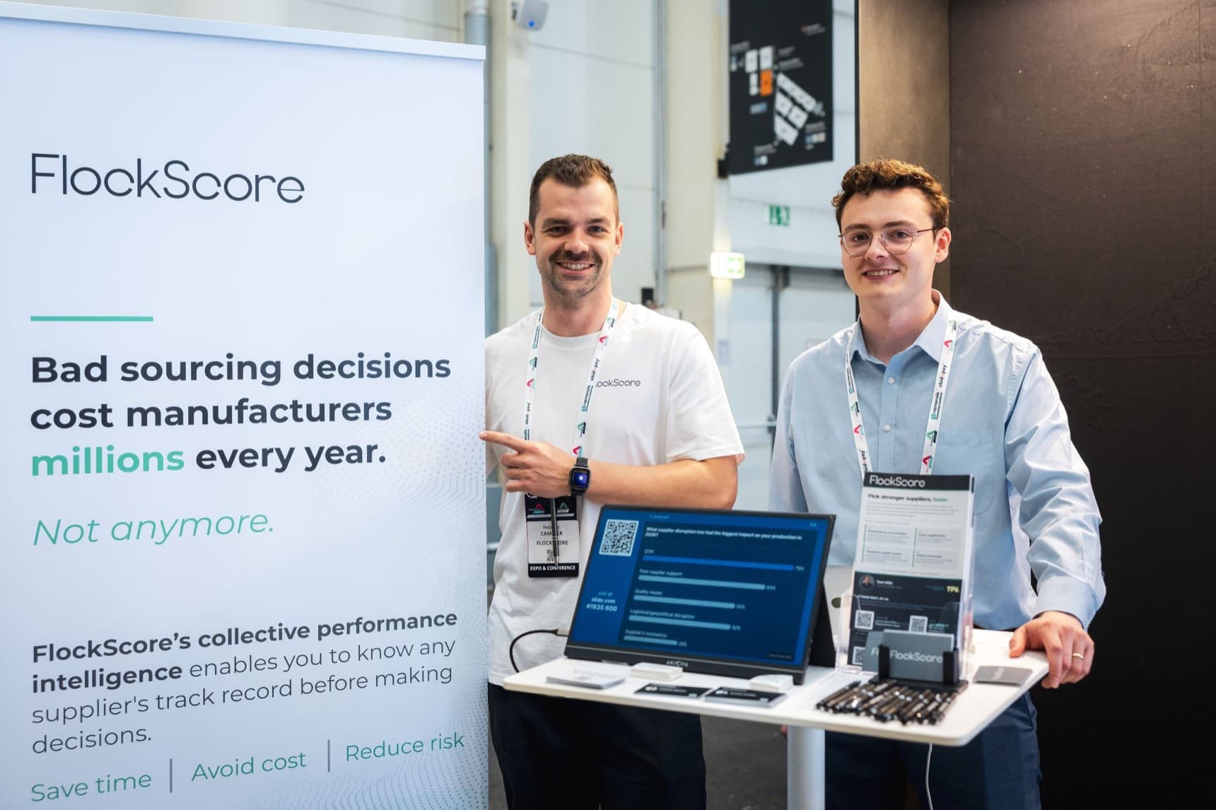 Conversations at the FlockScore stand at Procurement Summit Hamburg